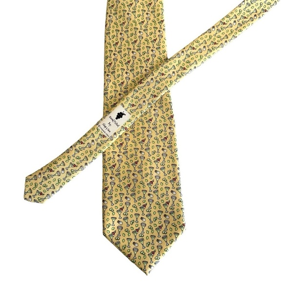 Vineyard Vines Men Silk Tie Margarita Lime Salt Cocktail Yellow Necktie Cocktail - Picture 1 of 6